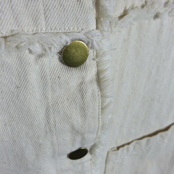 Mod Ref Frayed Hem Cream Jean Jacket - Women's Small - Picture 5 of 11